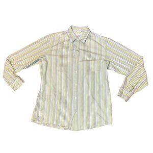 (5for$25) Banana Republic Button-Down Shirt in Green Stripe Size Large (16-16.5)